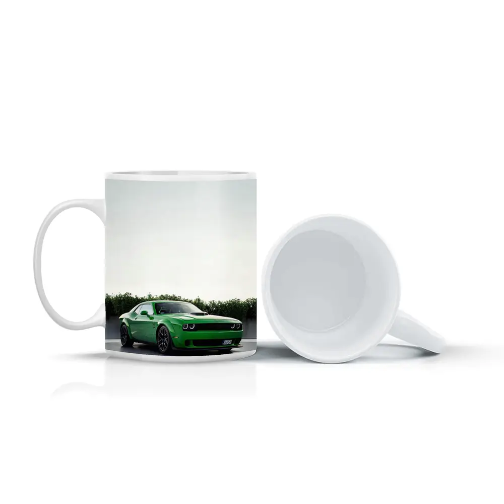 Dodge Challenger Green Muscle Car Parking Lot – Mugs