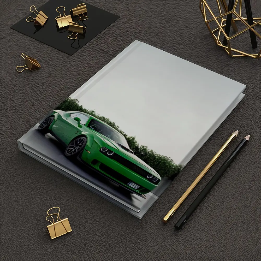Dodge Challenger Green Muscle Car Parking Lot – Notebooks