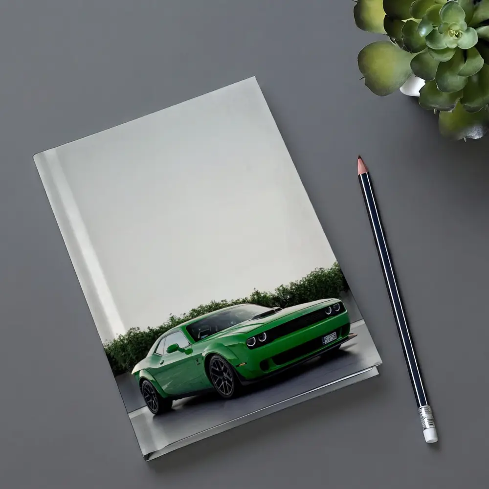 Dodge Challenger Green Muscle Car Parking Lot – Notebooks