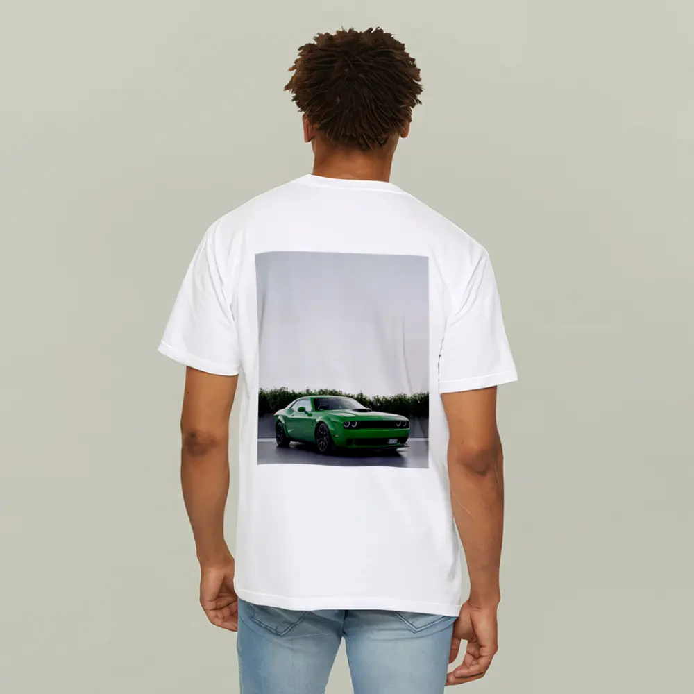 Dodge Challenger Green Muscle Car Parking Lot – T-Shirts