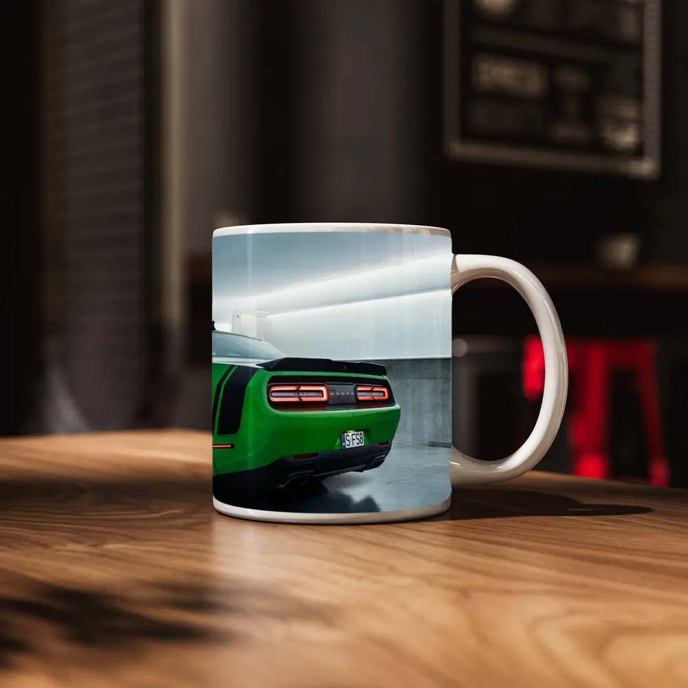 Dodge Challenger Green Rear Parking Garage – Mugs