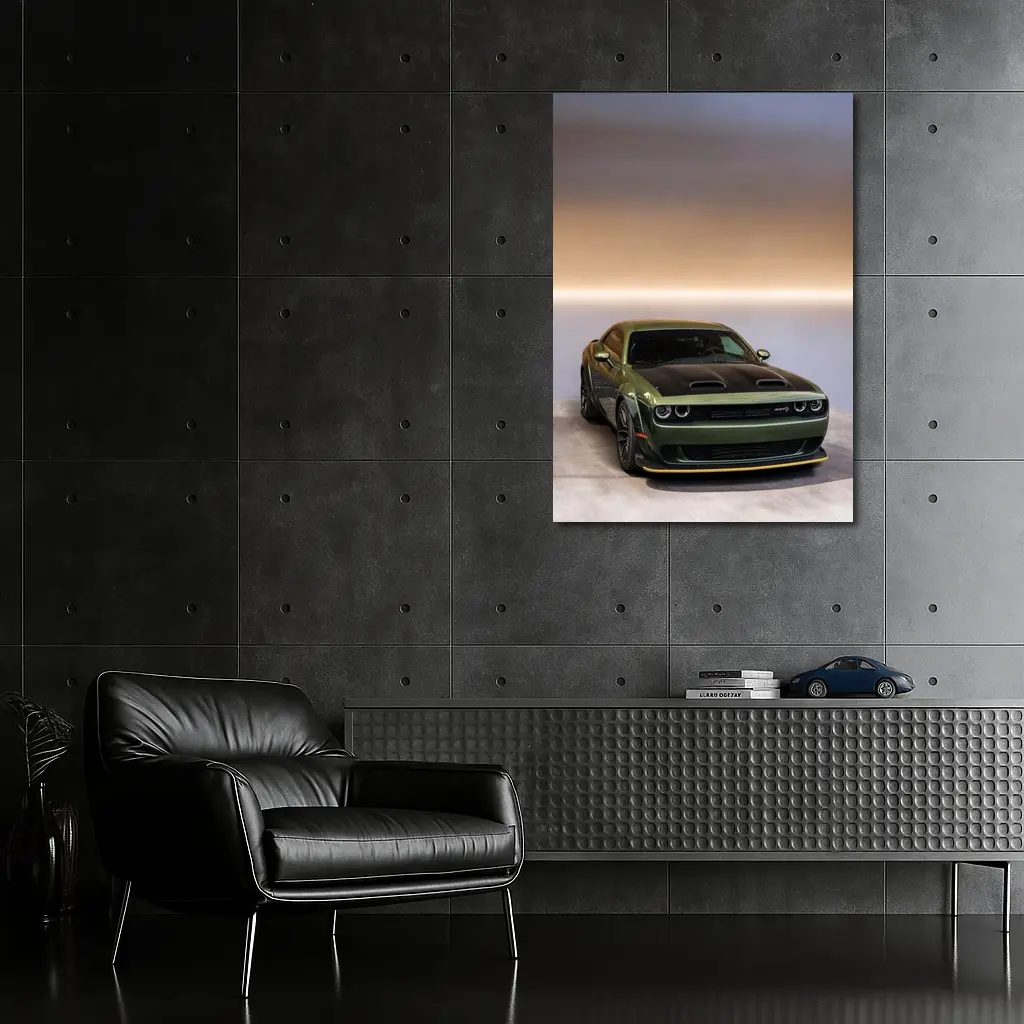 Dodge Challenger Green Muscle Car Studio – Wall Art