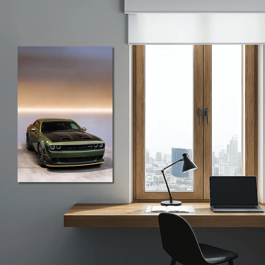 Dodge Challenger Green Muscle Car Studio – Wall Art