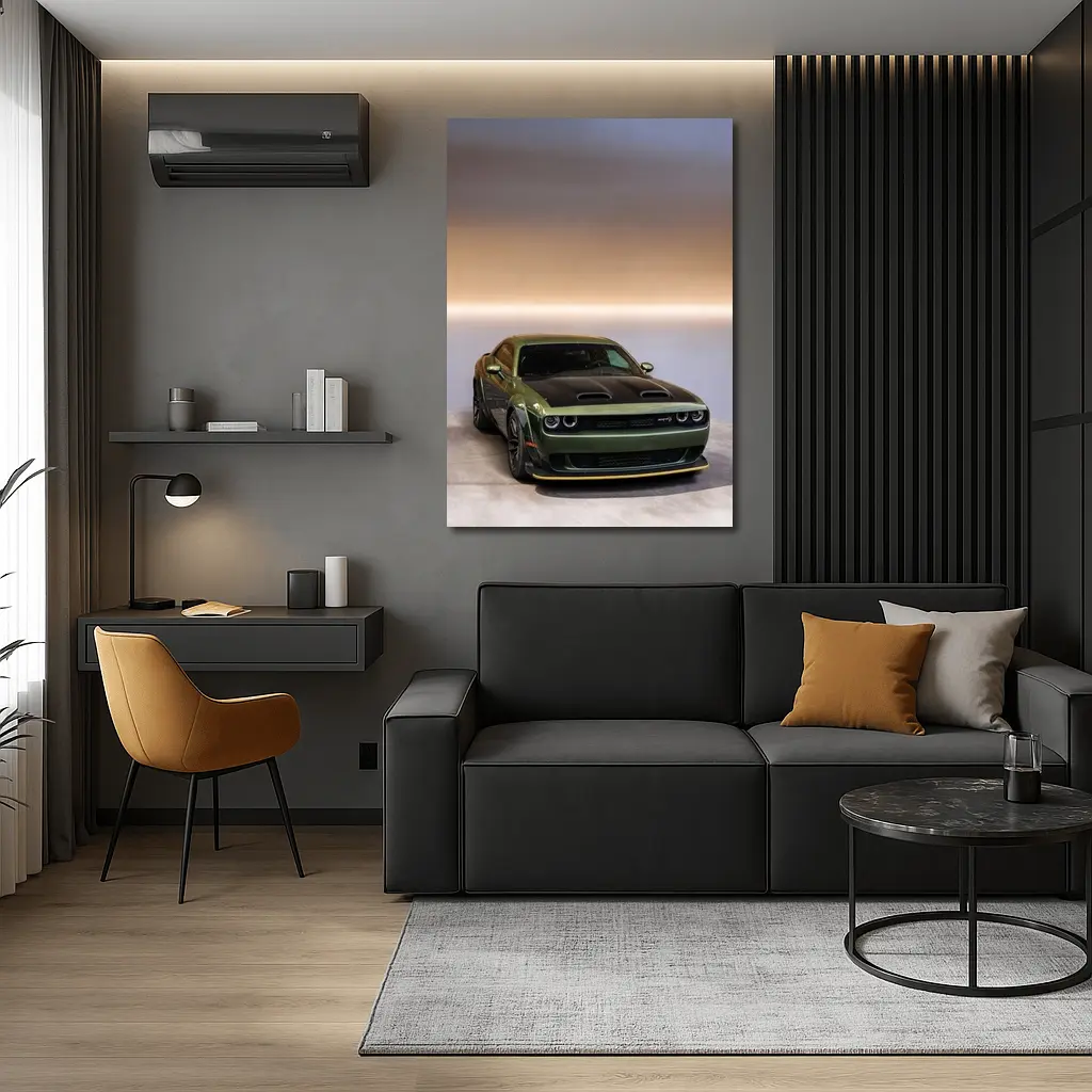 Dodge Challenger Green Muscle Car Studio – Wall Art