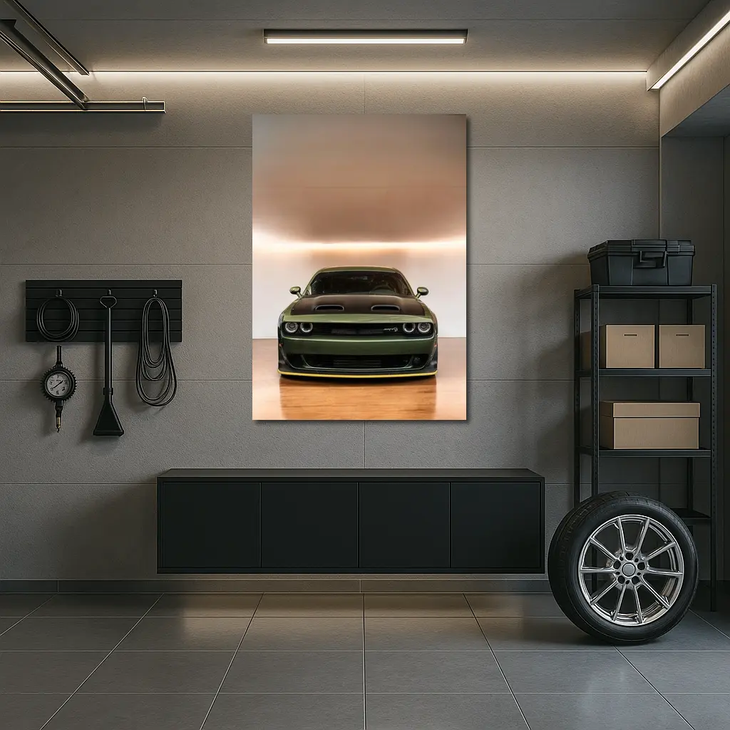 Dodge Challenger SRT Front View Green – Wall Art