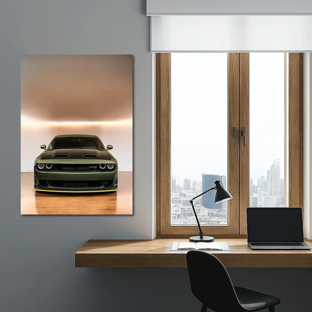 Dodge Challenger SRT Front View Green – Wall Art