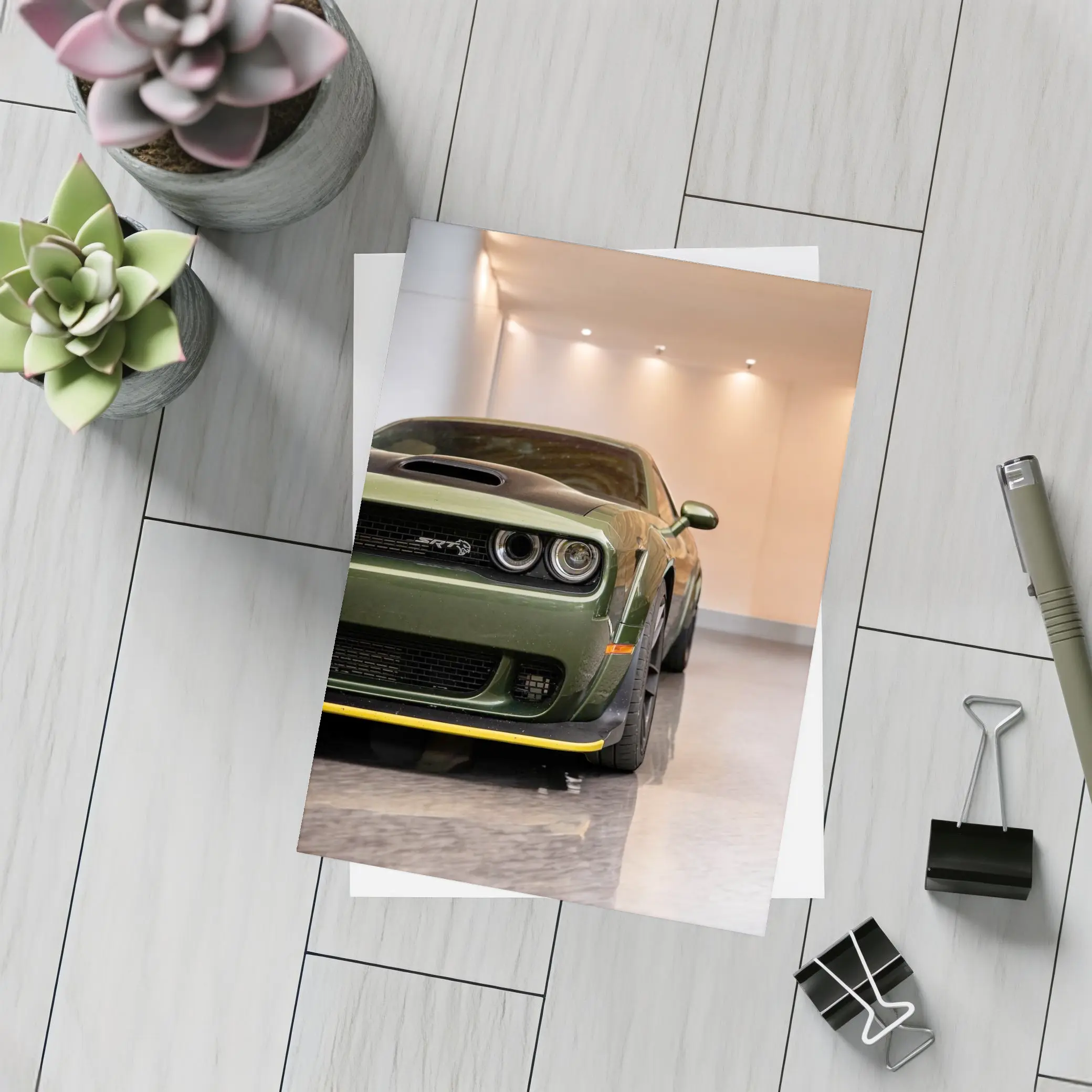 Dodge Challenger SRT Hellcat Green Garage – Postcards