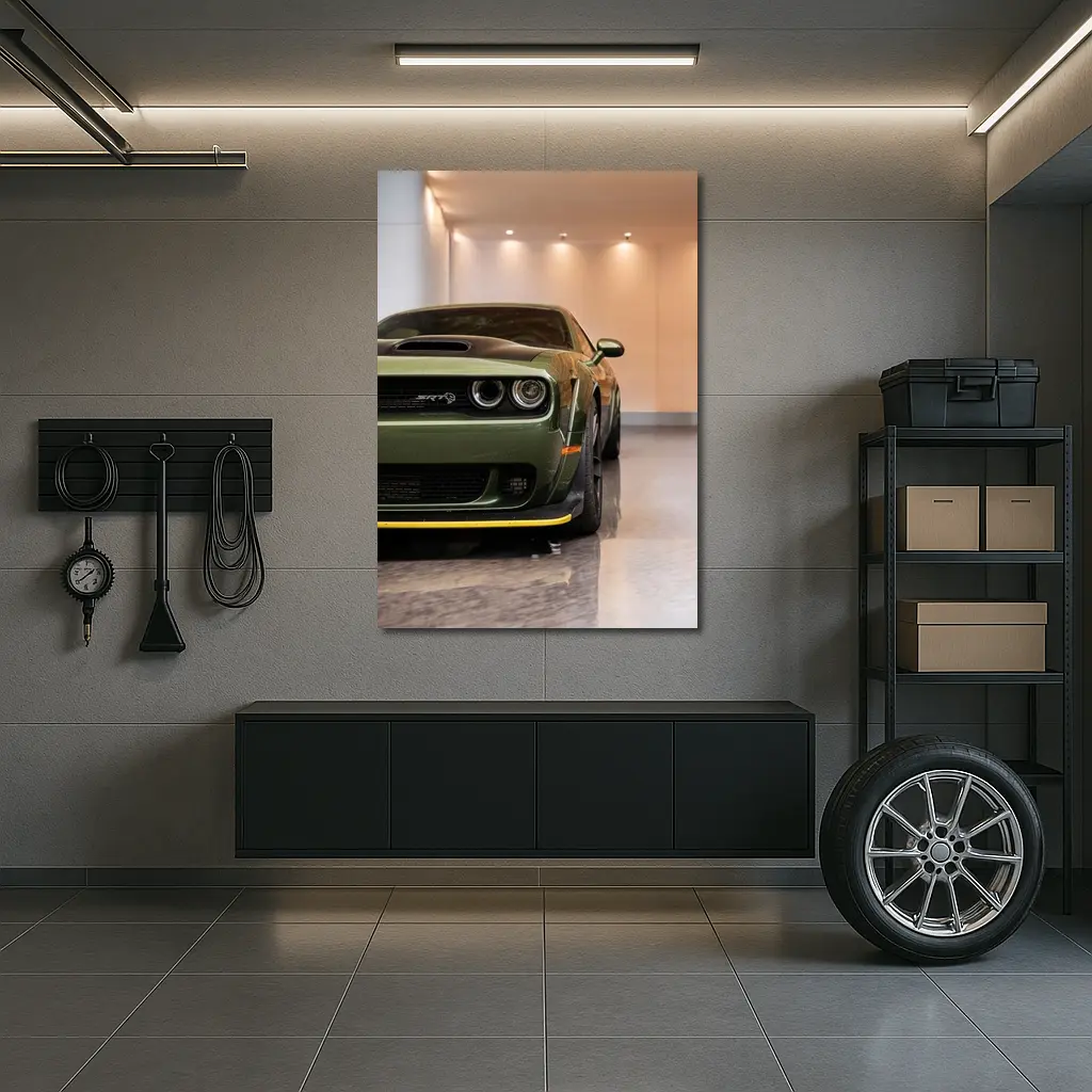 Dodge Challenger SRT Hellcat Green Garage – Wall Art