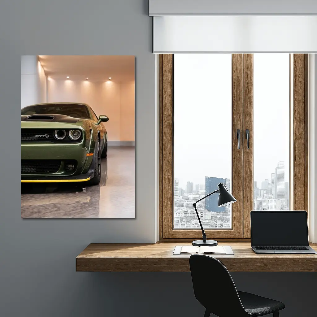 Dodge Challenger SRT Hellcat Green Garage – Wall Art