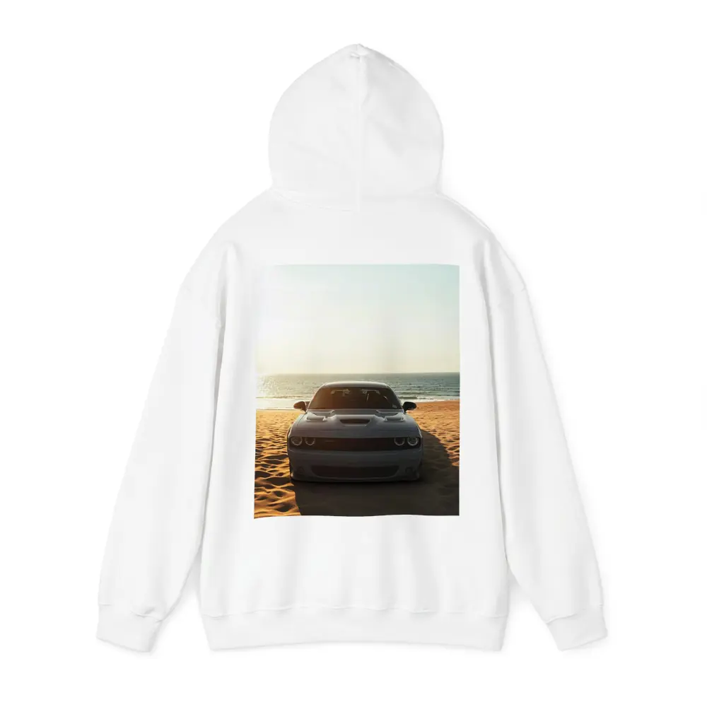 Dodge Challenger Gray Car Beach Ocean – Hoodies
