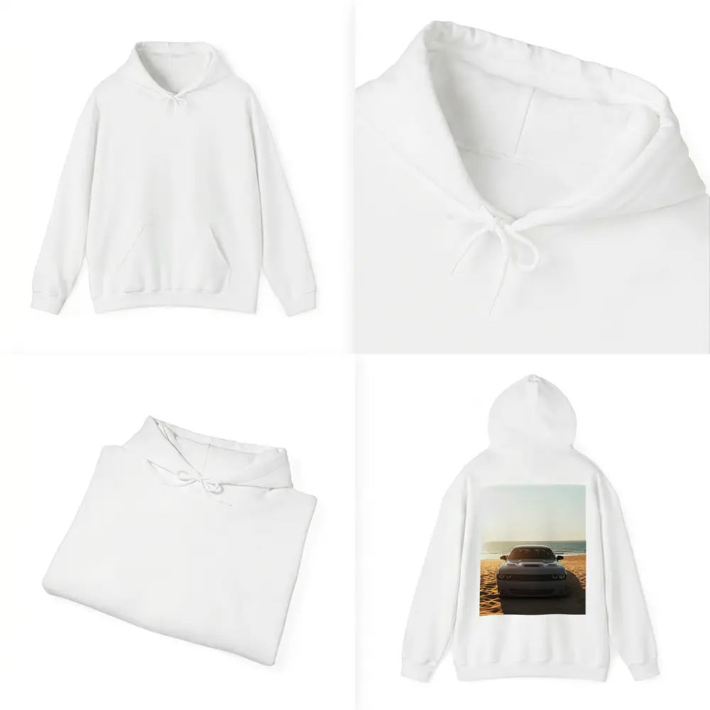 Dodge Challenger Gray Car Beach Ocean – Hoodies