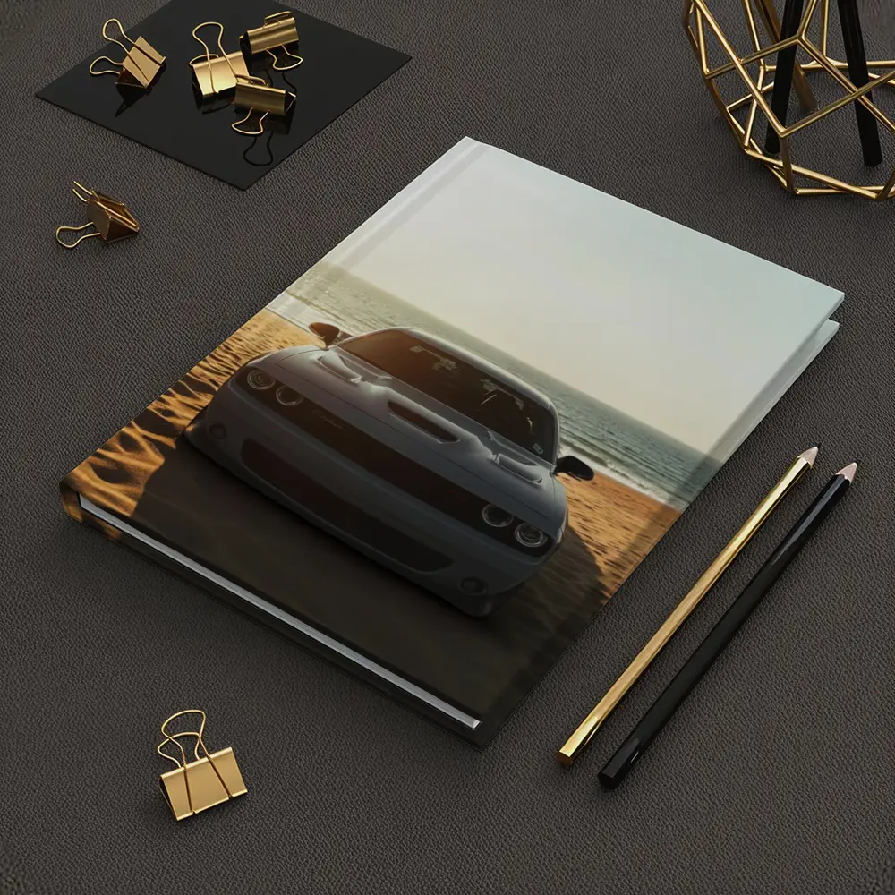 Dodge Challenger Gray Car Beach Ocean – Notebooks