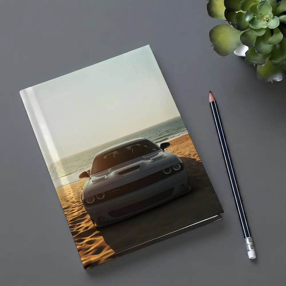 Dodge Challenger Gray Car Beach Ocean – Notebooks