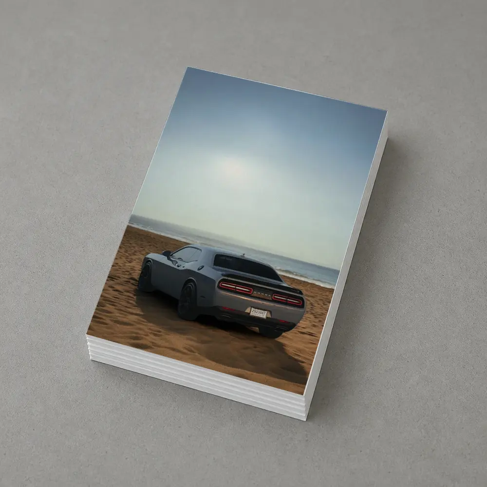 Dodge Challenger Gray Rear View Beach – Postcards