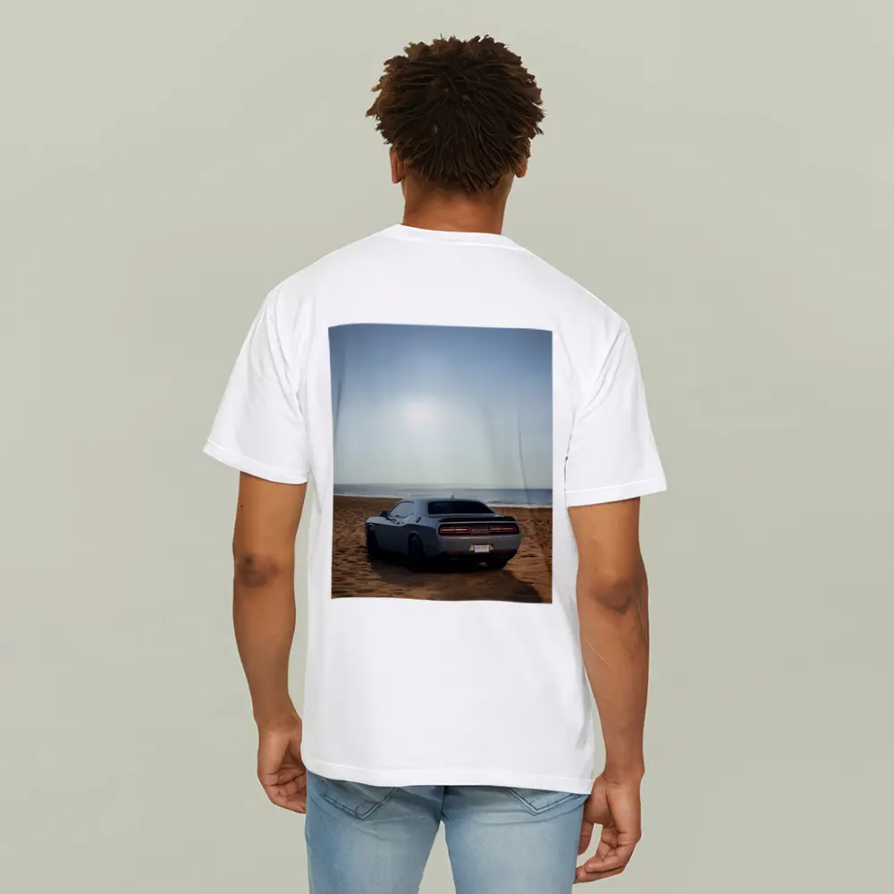 Dodge Challenger Gray Rear View Beach – T-Shirts