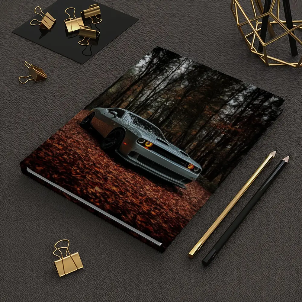 Dodge Challenger Silver Car Autumn Forest – Notebooks