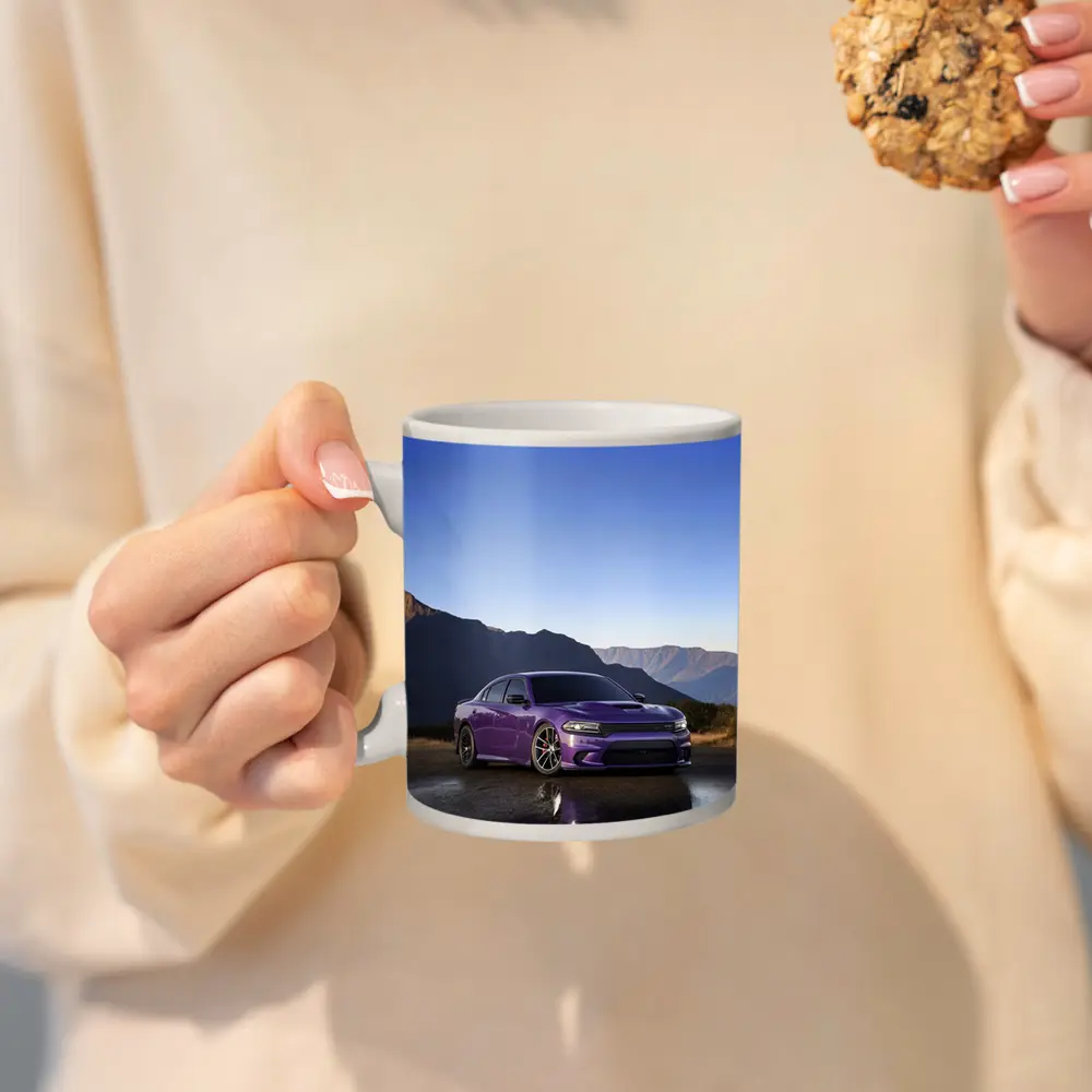 Dodge Charger Purple Muscle Car Mountain Background – Mugs