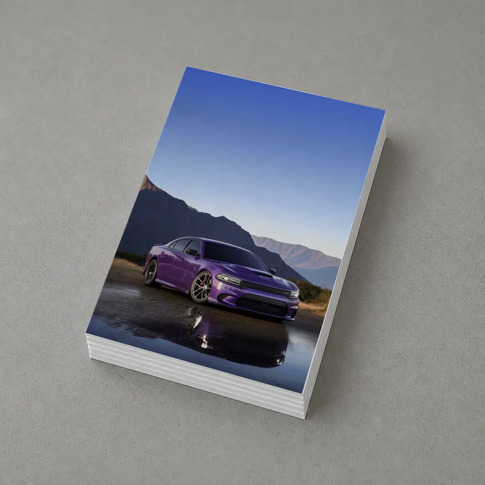 Dodge Charger Purple Muscle Car Mountain Background – Postcards