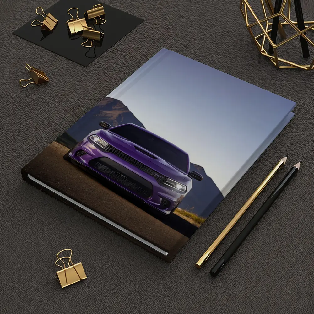 Dodge Charger Purple Front View Mountain Road – Notebooks