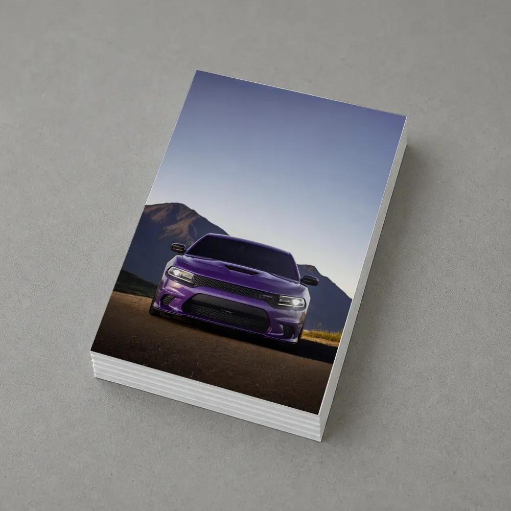 Dodge Charger Purple Front View Mountain Road – Postcards