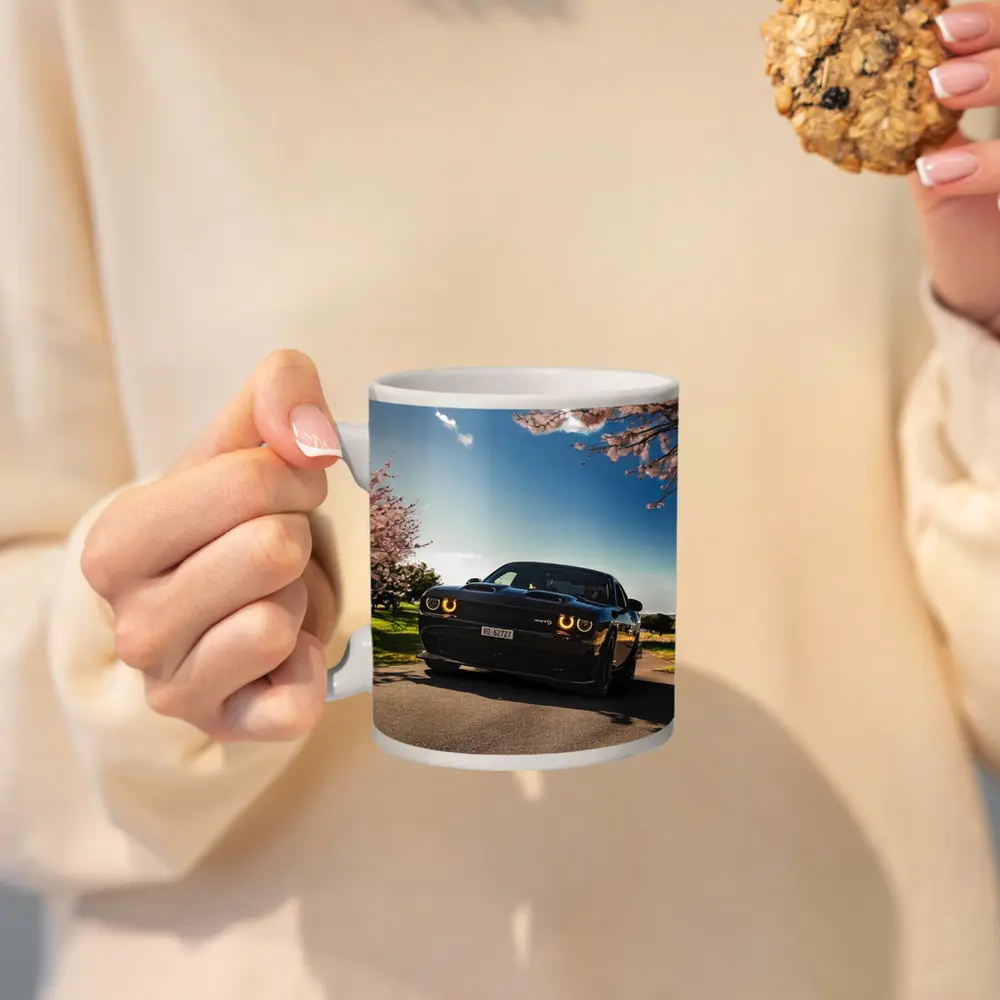 Black Dodge Challenger SRT Cherry Blossom Setting – Mugs