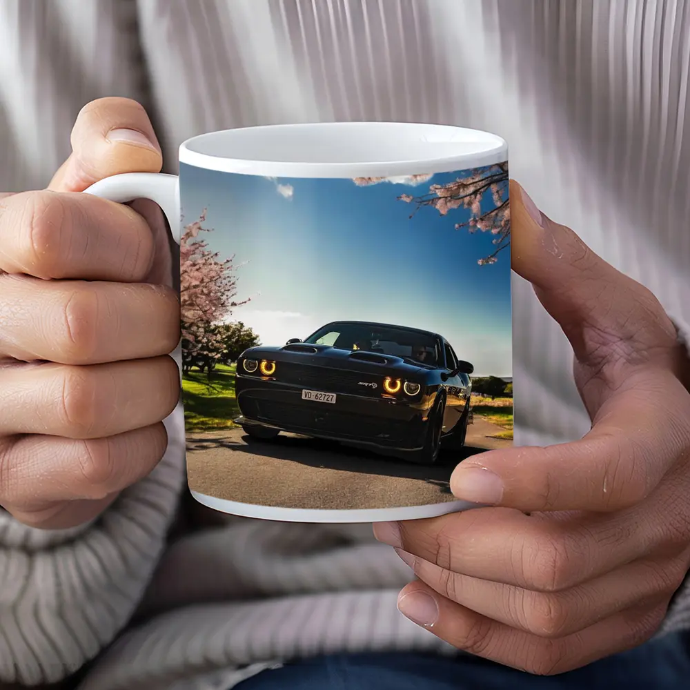 Black Dodge Challenger SRT Cherry Blossom Setting – Mugs