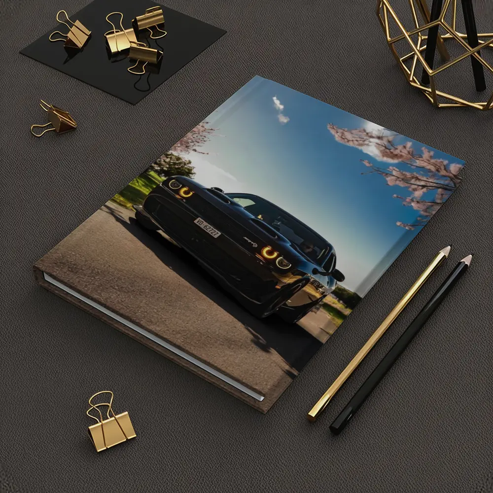 Black Dodge Challenger SRT Cherry Blossom Setting – Notebooks