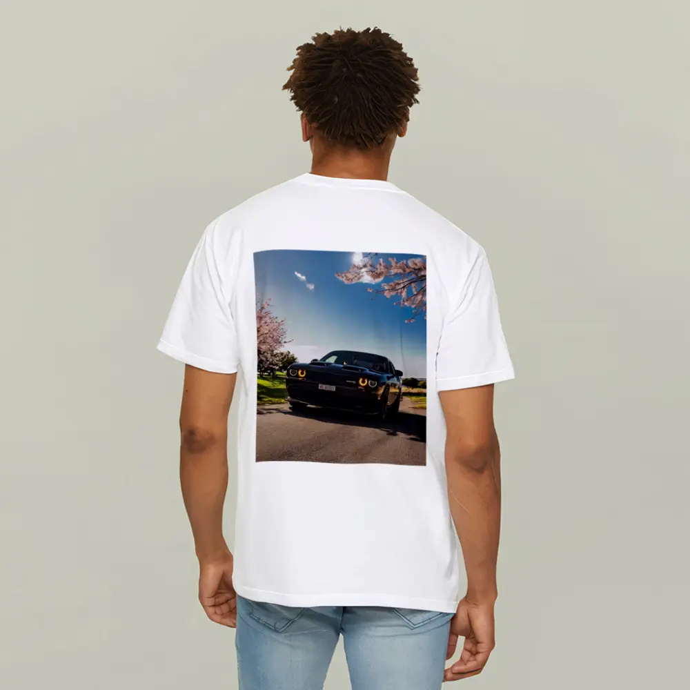 Black Dodge Challenger SRT Cherry Blossom Setting – T-Shirts