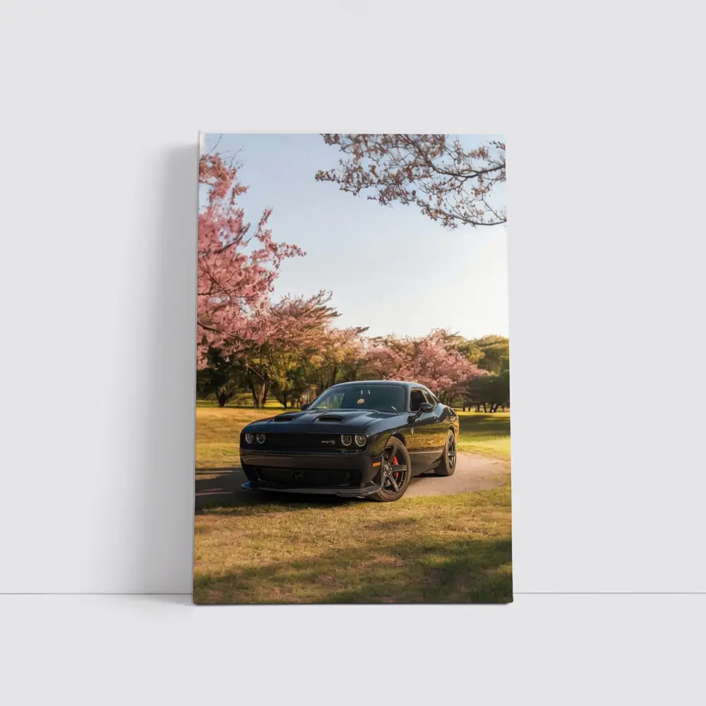 Dodge Challenger SRT Black Cherry Blossom Park – Wall Art