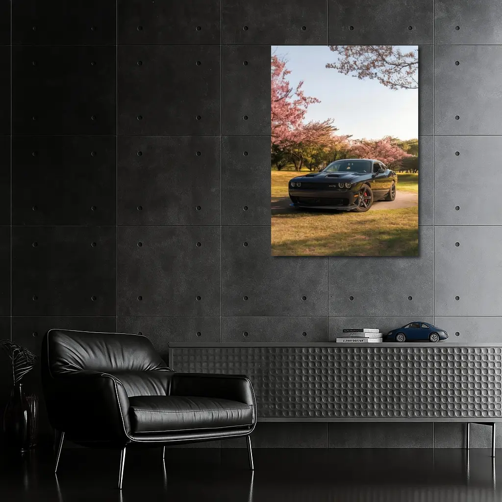 Dodge Challenger SRT Black Cherry Blossom Park – Wall Art