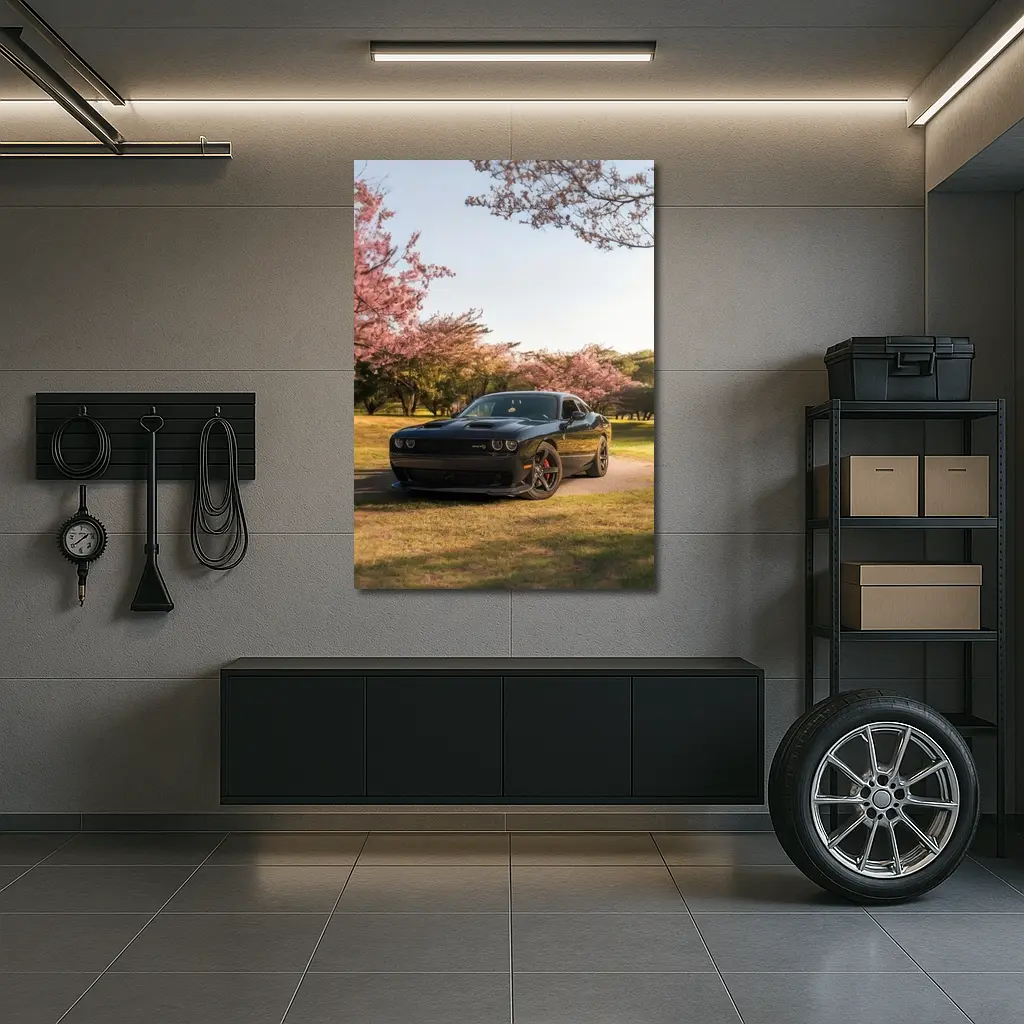 Dodge Challenger SRT Black Cherry Blossom Park – Wall Art