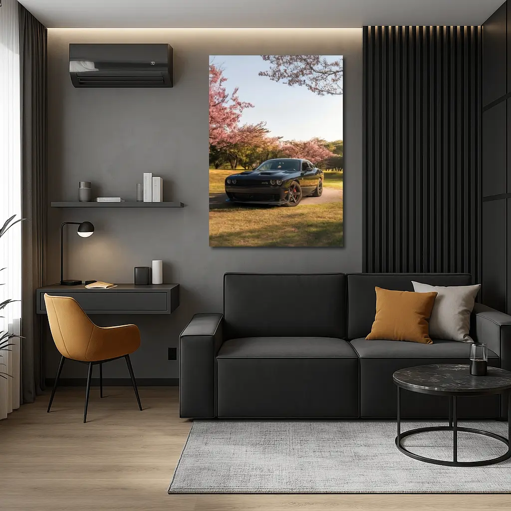 Dodge Challenger SRT Black Cherry Blossom Park – Wall Art