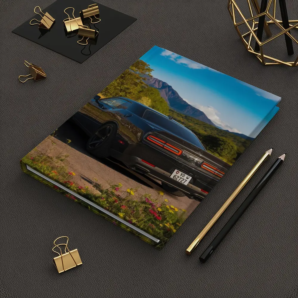 Dodge Challenger Black Rear Mountain Landscape – Notebooks