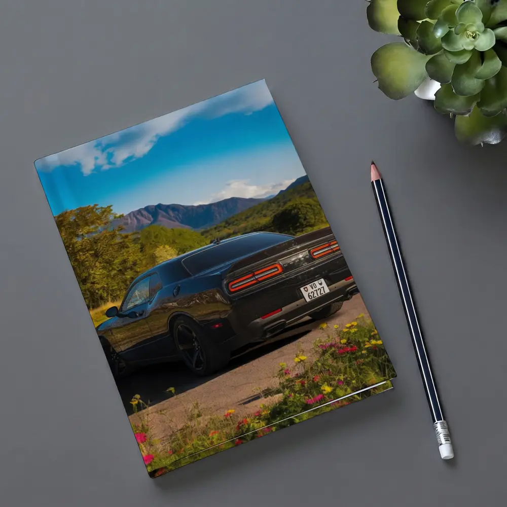 Dodge Challenger Black Rear Mountain Landscape – Notebooks