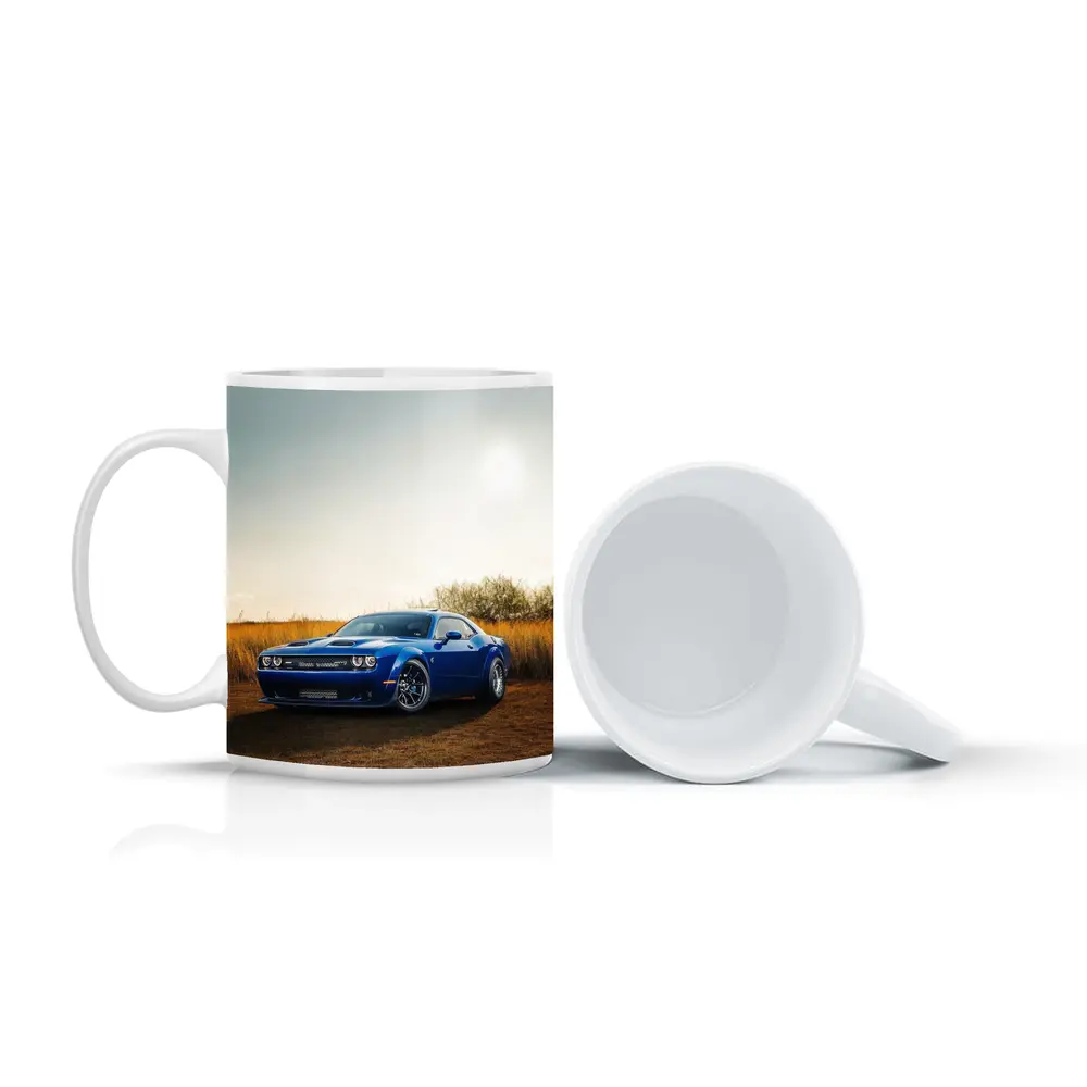 Dodge Challenger Blue Muscle Car Golden Field – Mugs