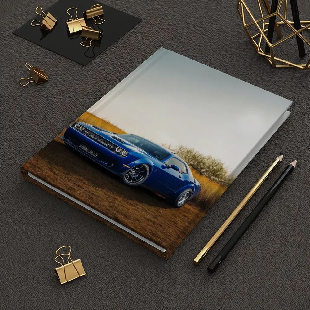 Dodge Challenger Blue Muscle Car Golden Field – Notebooks