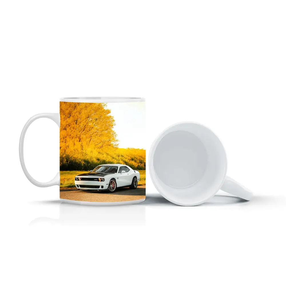Dodge Challenger SRT White Autumn Yellow Trees – Mugs