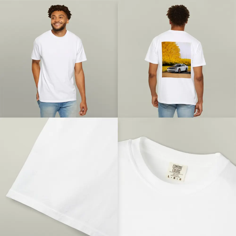 Dodge Challenger SRT White Autumn Yellow Trees – T-Shirts