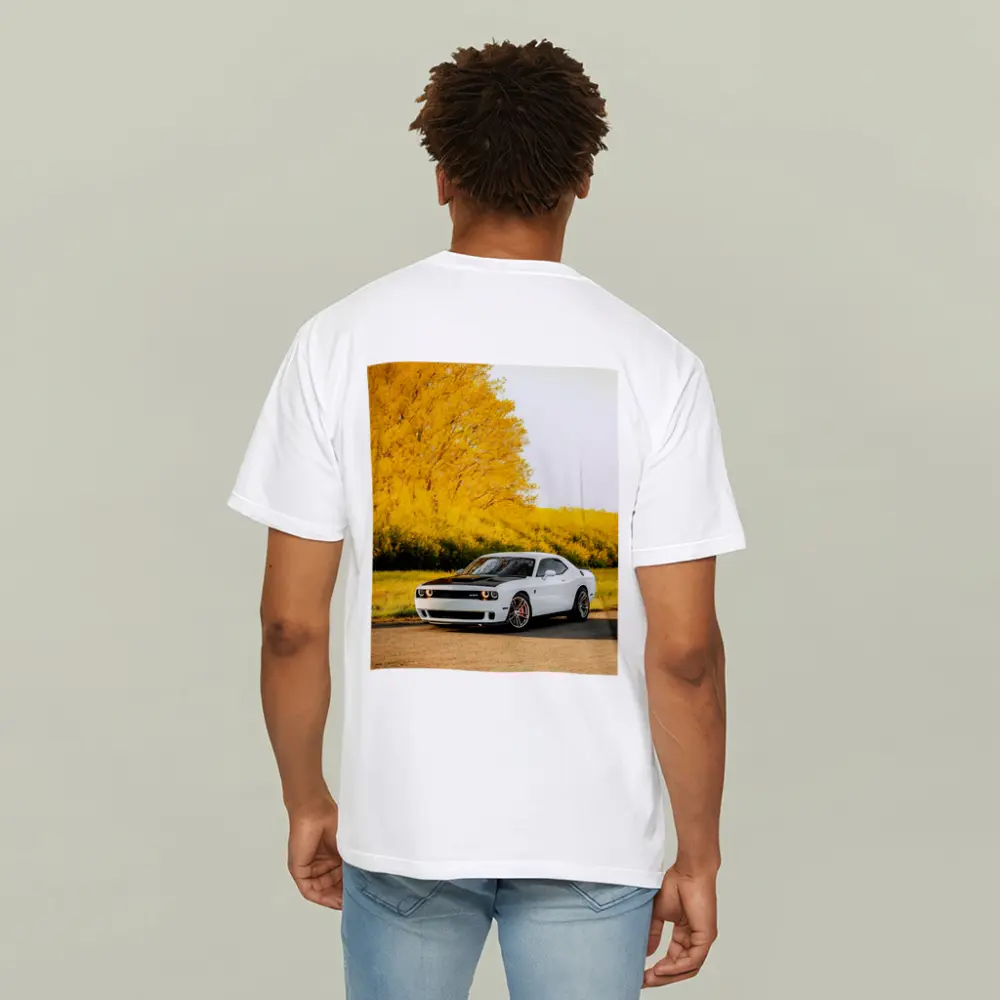 Dodge Challenger SRT White Autumn Yellow Trees – T-Shirts