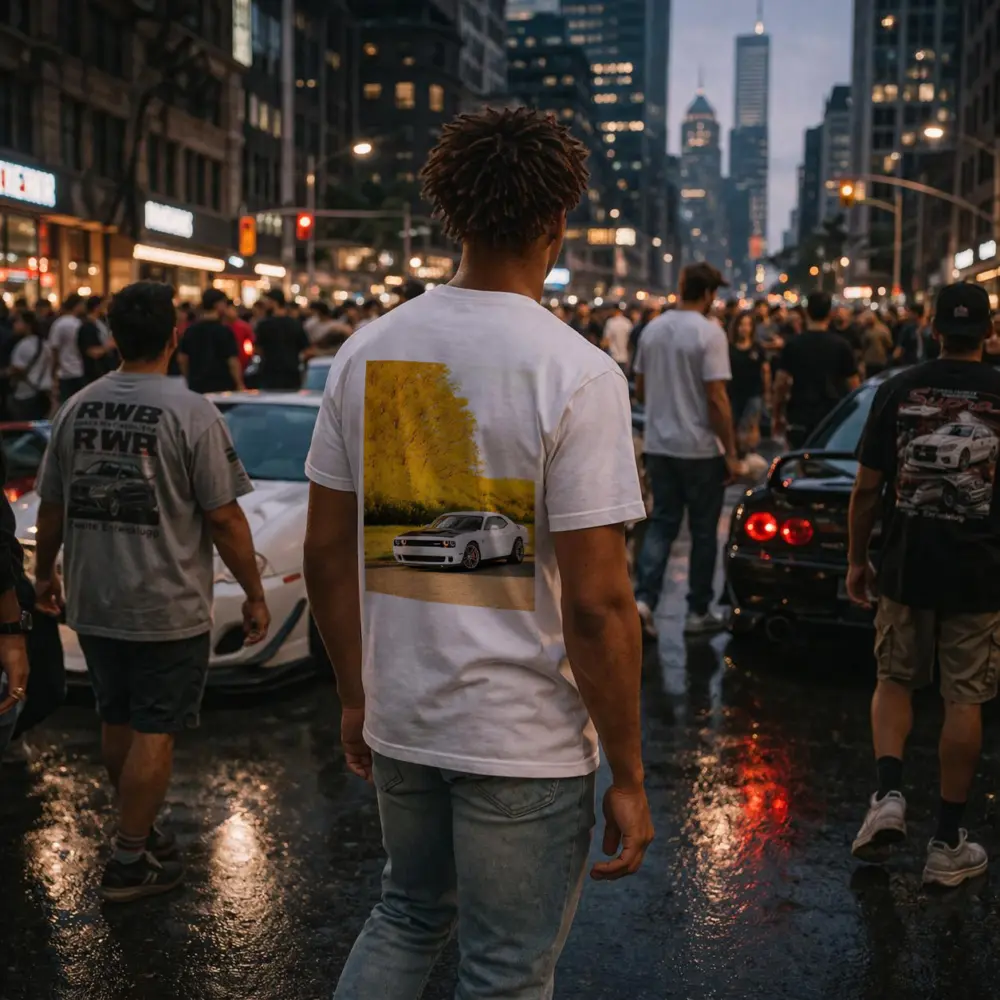 Dodge Challenger SRT White Autumn Yellow Trees – T-Shirts