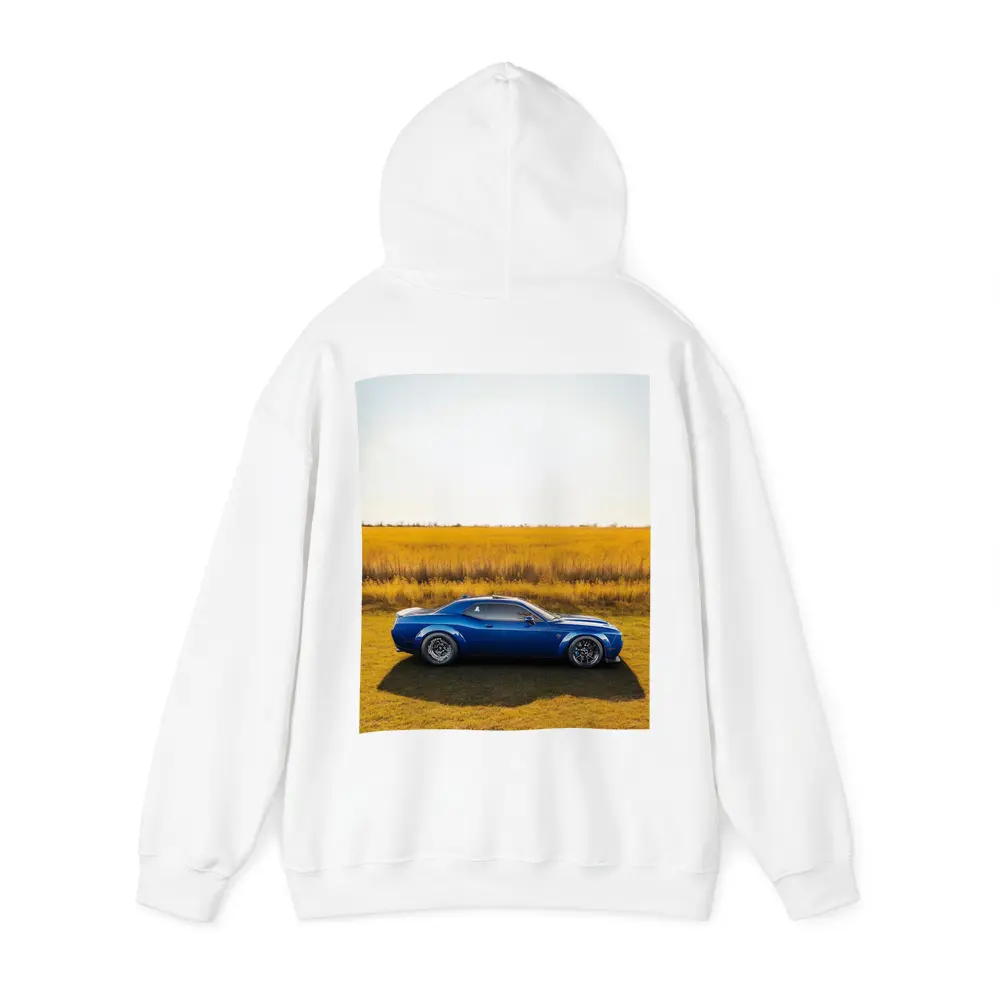 Dodge Challenger Blue Muscle Car Open Field – Hoodies