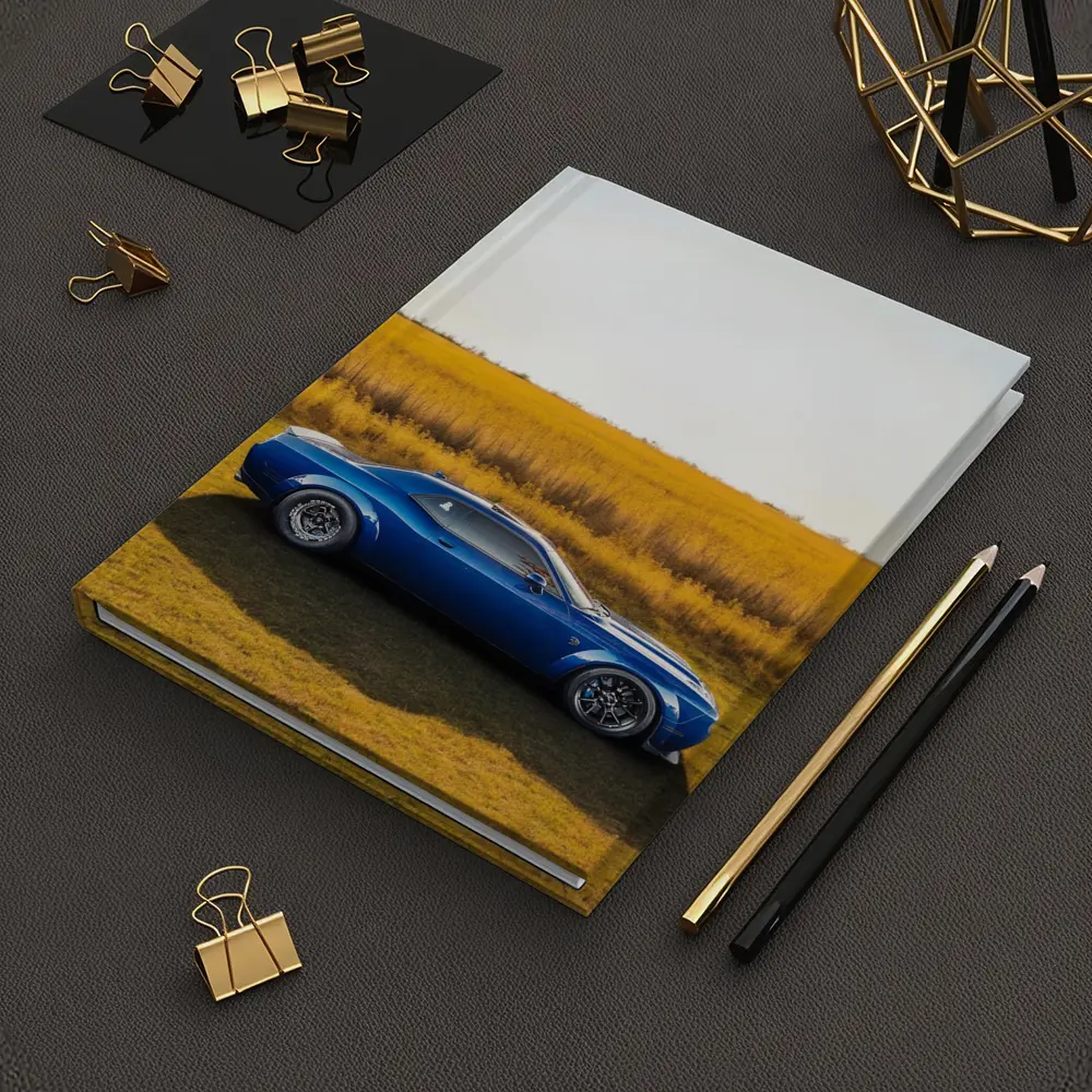 Dodge Challenger Blue Muscle Car Open Field – Notebooks