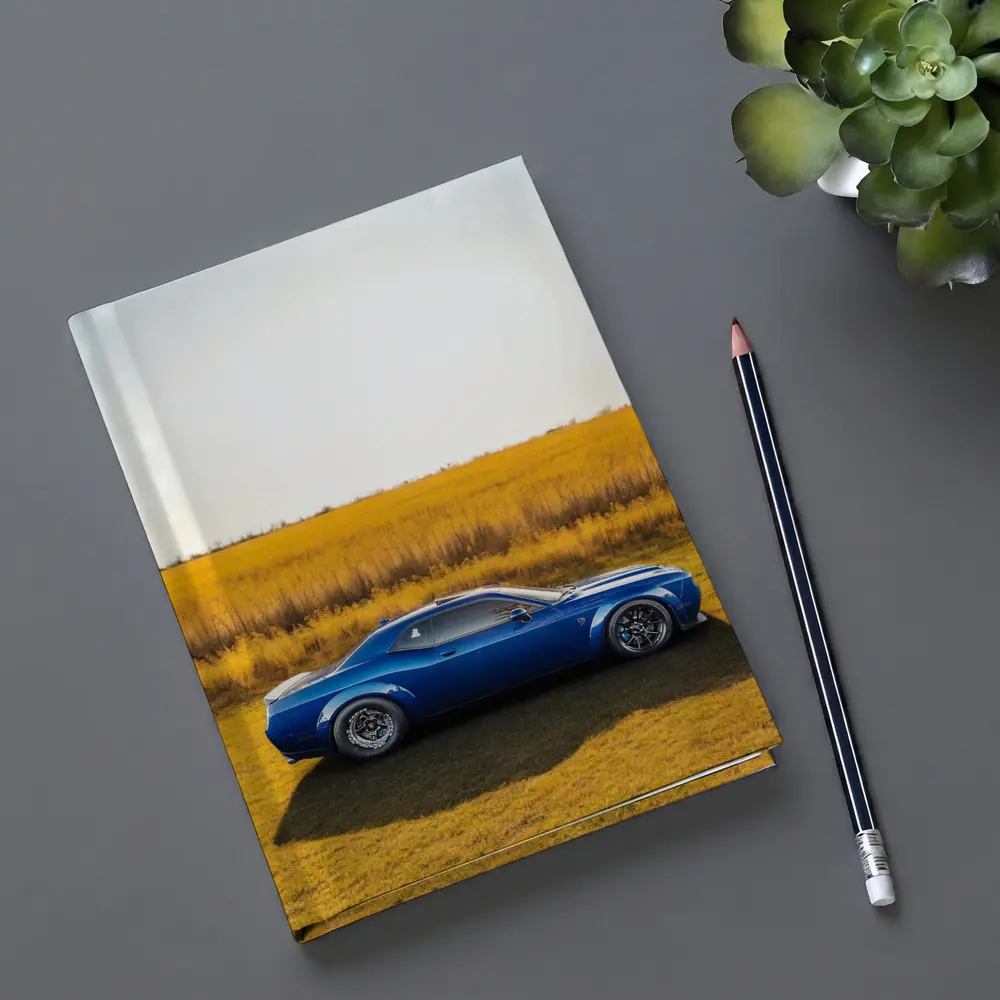 Dodge Challenger Blue Muscle Car Open Field – Notebooks