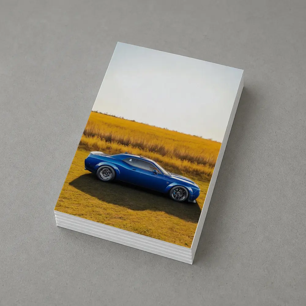 Dodge Challenger Blue Muscle Car Open Field – Postcards