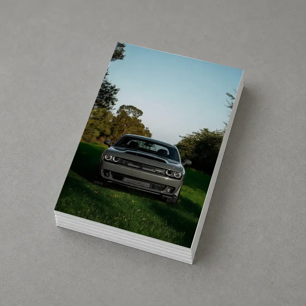 Dodge Challenger Parked on Green Grass – Postcards