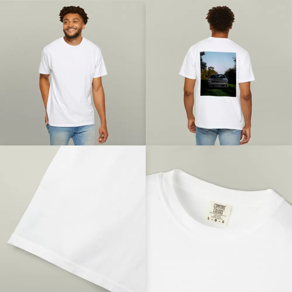 Dodge Challenger Parked on Green Grass – T-Shirts