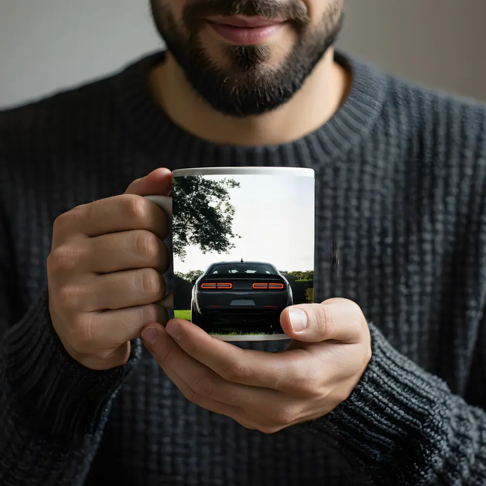 Dodge Challenger Rear View Green Field – Mugs