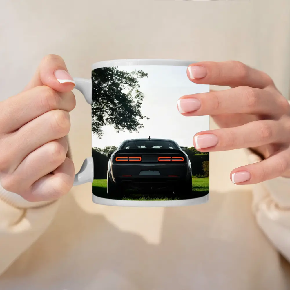 Dodge Challenger Rear View Green Field – Mugs