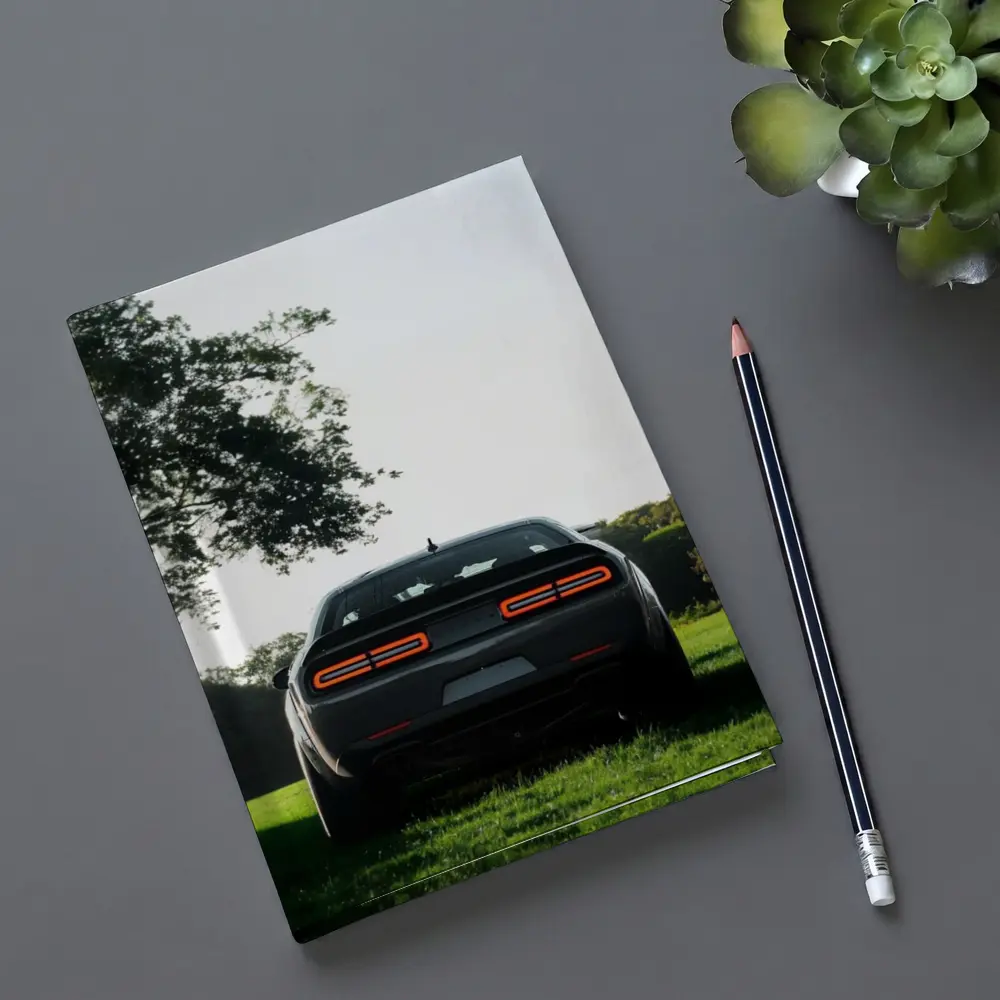 Dodge Challenger Rear View Green Field – Notebooks