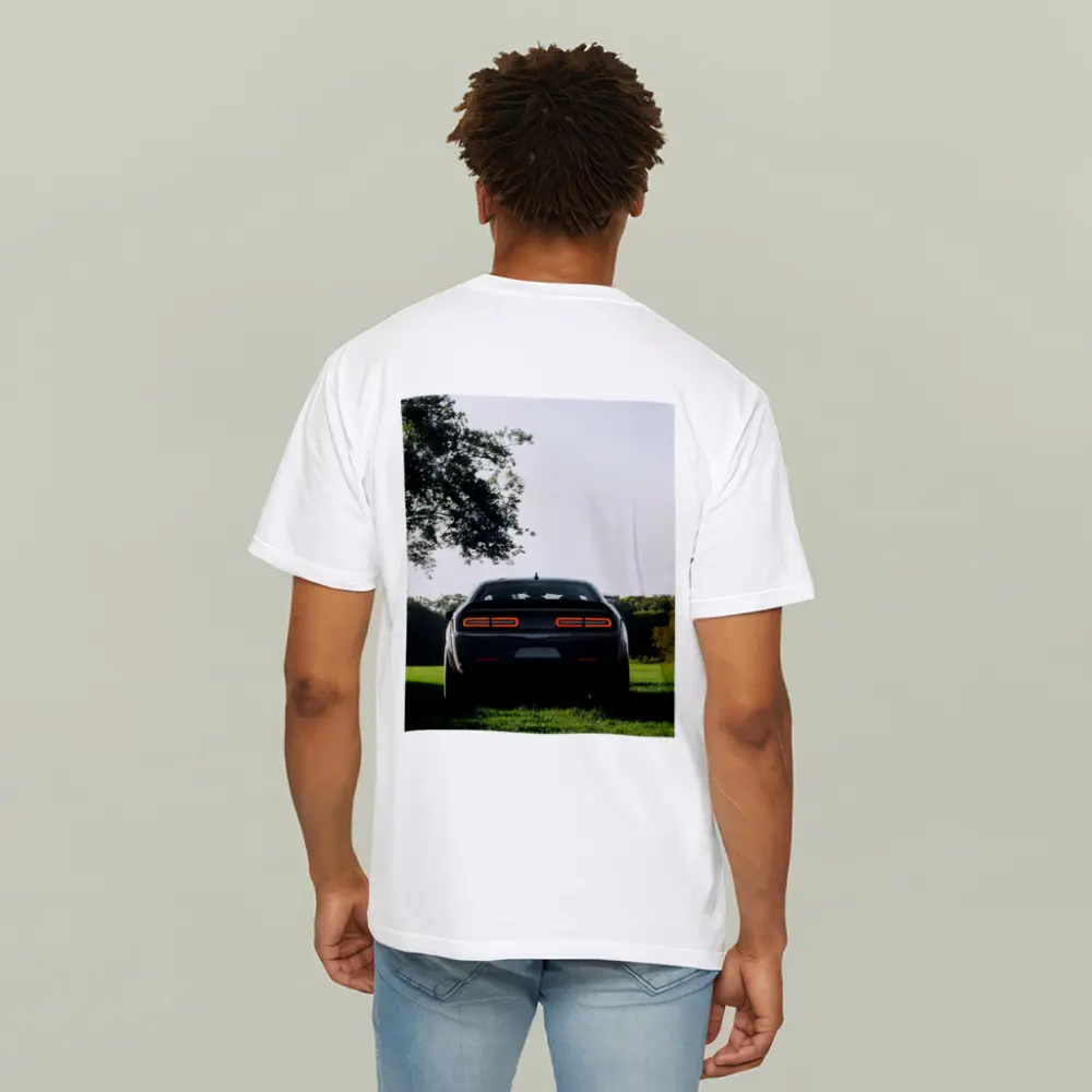 Dodge Challenger Rear View Green Field – T-Shirts